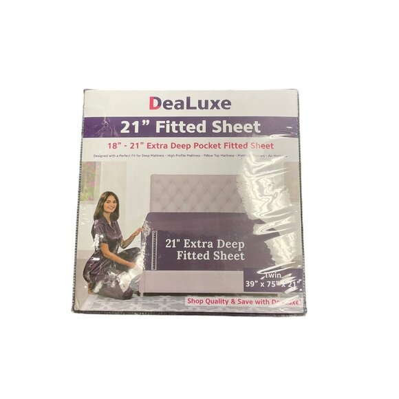 21" Twin Extra Deep Pocket Fitted Sheet By Dealuxe 18"-21" Double Brushed Microf - Picture 1 of 2